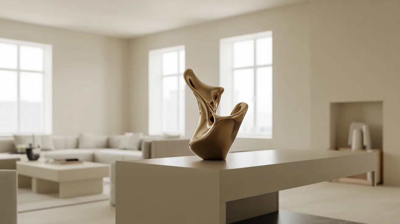 A sculpture displayed on a table in a well-lit room, showcasing intricate details and artistic design.