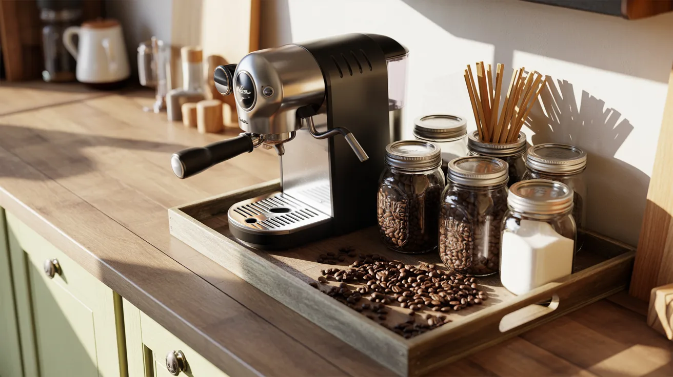 A wooden tray filled with various coffee beans, showcasing their rich colors and textures.