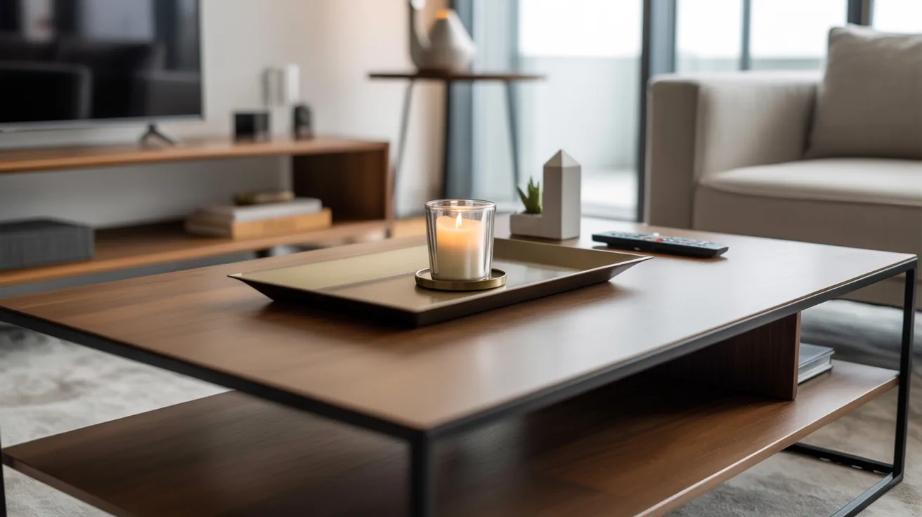 modern living room featuring a coffee table and a television, showcasing contemporary furniture and decor.