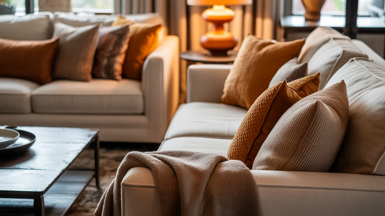 A cozy living room featuring a couch, two chairs, and a lamp, creating a warm and inviting atmosphere.
