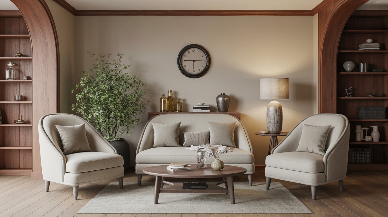 A cozy living room featuring two chairs and a small table between them.