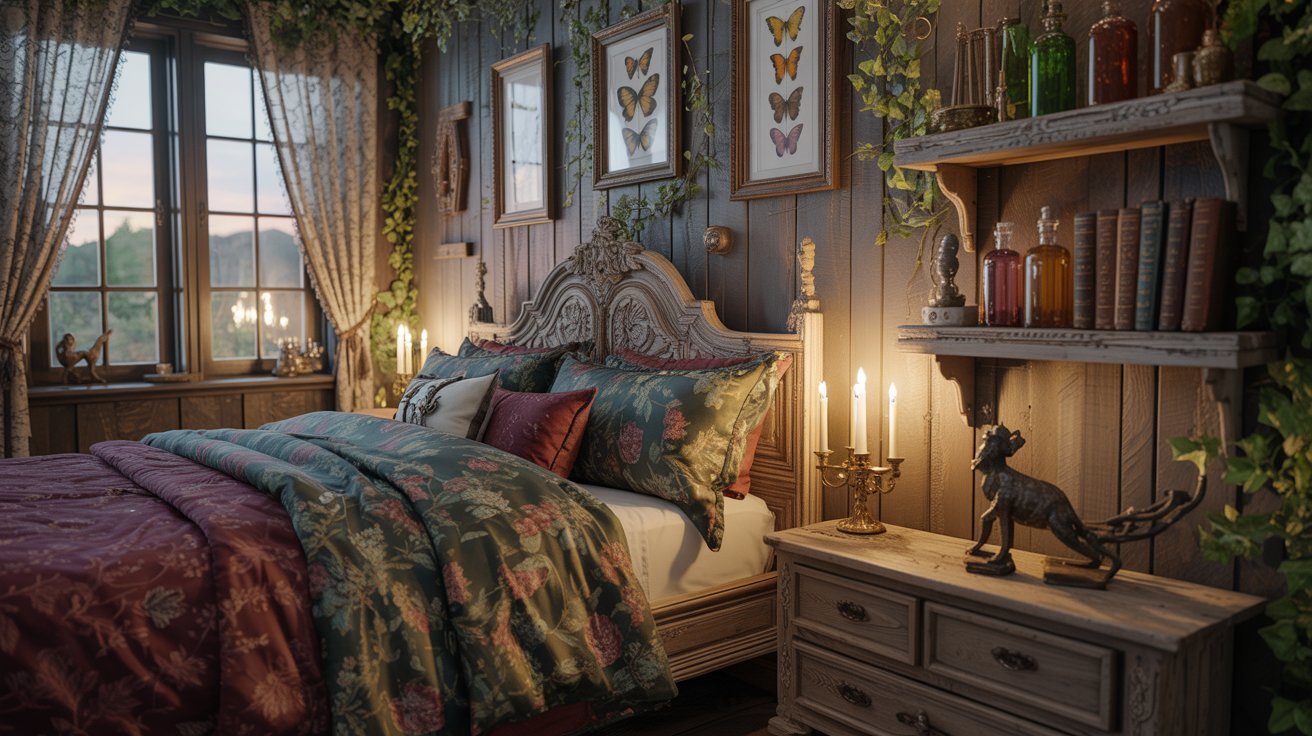 A cozy bedroom featuring a bed, a nightstand, and a window allowing natural light to enter the space.
