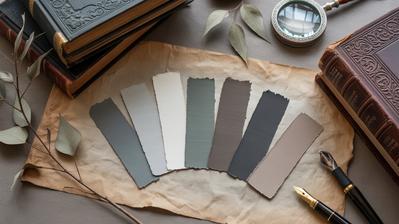 A piece of paper displaying various colors of paint splattered and blended together in an artistic arrangement.