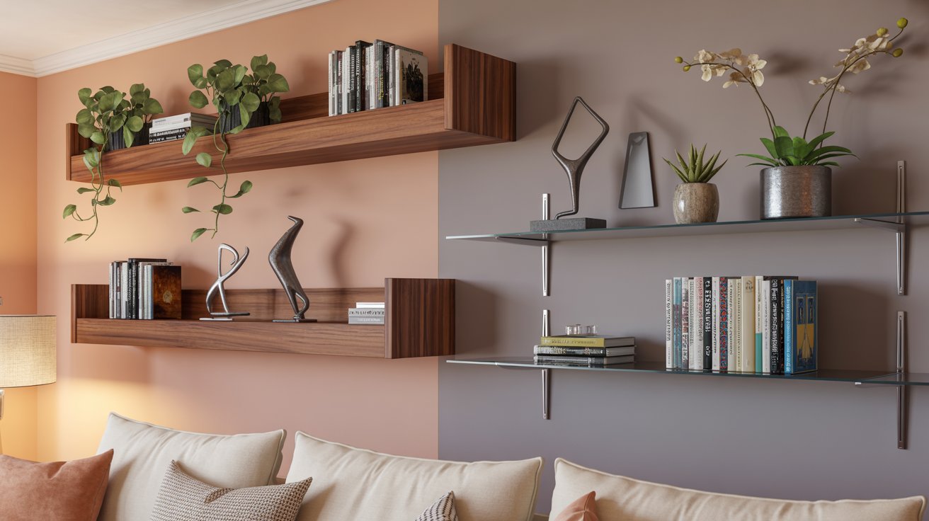 A cozy living room featuring a couch, a bookshelf filled with books, and a green plant in the corner.