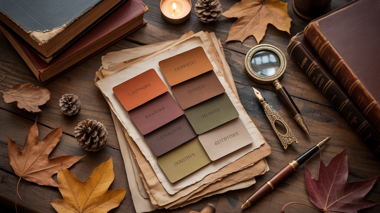  A table displaying a book, a magnifying glass, and a notebook, suggesting a study or research setting.