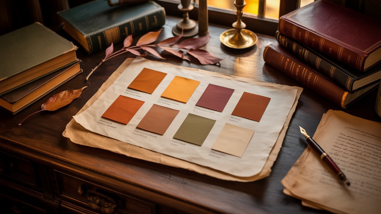 Color palette featuring vibrant hues for a book cover design, showcasing various shades and tones.
